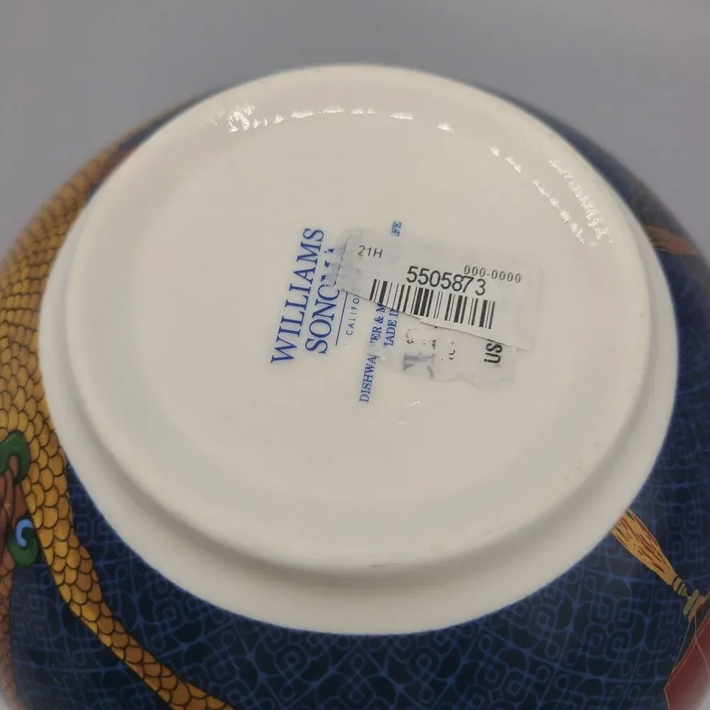 Williams Sonoma Lunar Noodle Serving Bowl Phoenix 7.25” Blue Dragons Sakura NEW